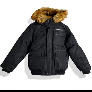 NWT DIESEL BOYS BOMBER PARKA WITH FAUX FUR TRIM